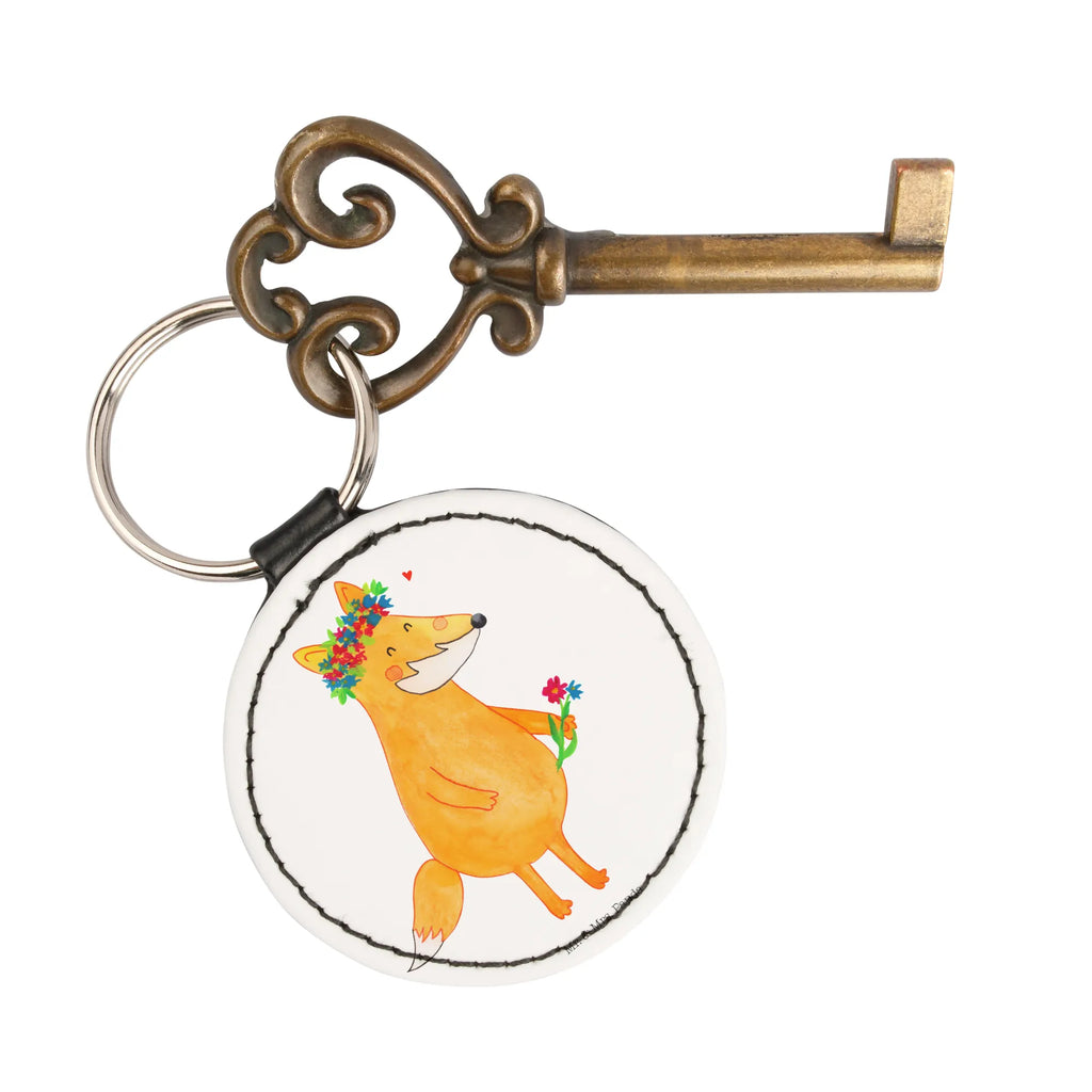Round key ring Fox Flower bag pendant, keychain, key ring, lucky charm, pendant, fox, foxes, forest wildlife, clever as a fox, animal lover, motivation, fox girl, joy, flower girl, girlfriends, me, girlfriend, self-love, proof of love, flower, flowers, love