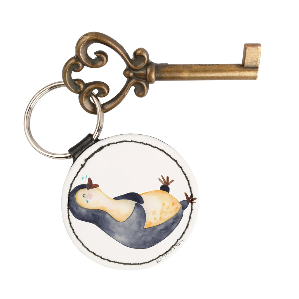 Rund Schlüsselanhänger Pinguin Lachen mini schlüsselanhänger, Taschenanhänger, schlüsselbund anhänger, Schlüsselaccessoire, Schlüsselanhänger, Pinguin, Fröhlichkeit, Optimismus, Pinguine, Lachen, Humor, Lustiger Spruch, Fröhlich