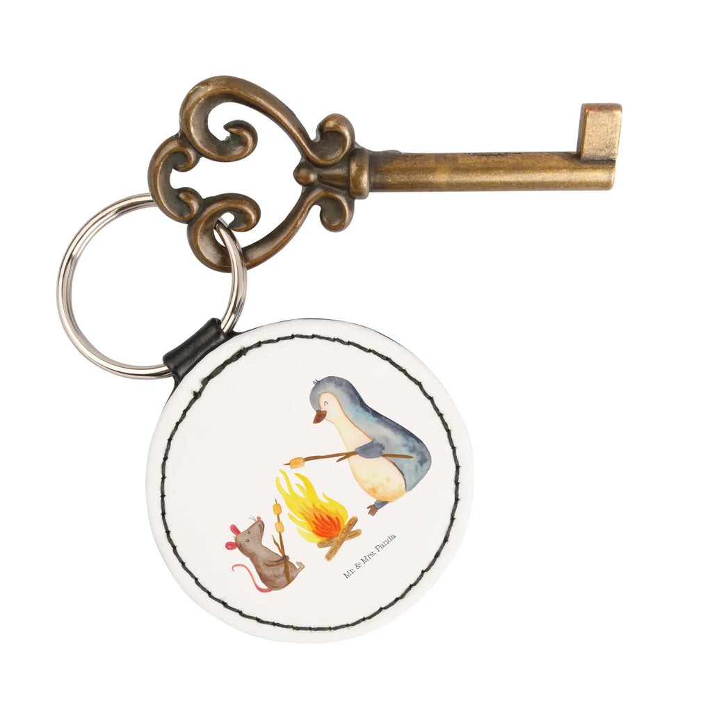 Rund Schlüsselanhänger Pinguin Lagerfeuer Taschenanhänger, mini schlüsselanhänger, Schlüsselanhänger, schlüsselbund anhänger, Schlüsselaccessoire, Pinguin, Job, Leben, Büroalltag, Motivation, Lebensmotivation, Liebe, Büro, Lagerfeuer, Maus, Grillen, Pinguine, Arbeit, Feuer, Neustart, Marshmallows, Lebensspruch