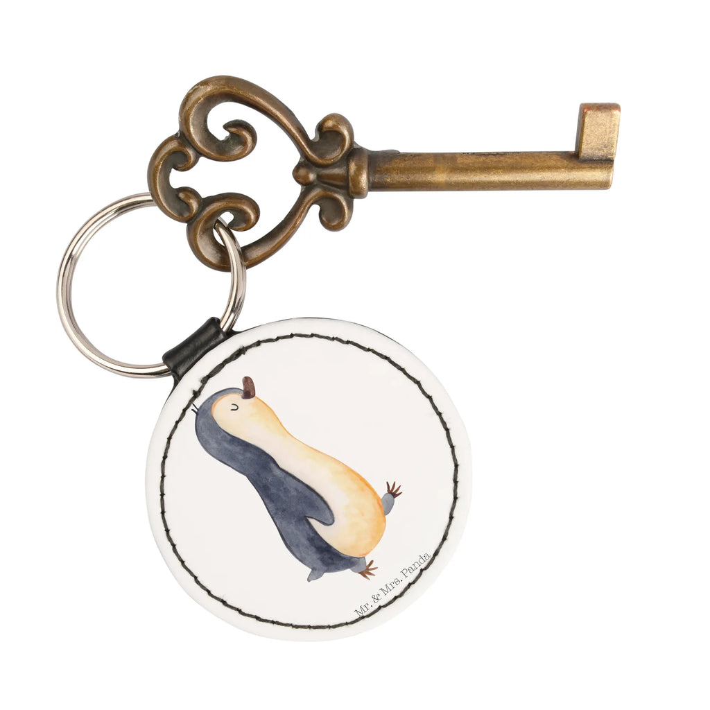 Rund Schlüsselanhänger Pinguin marschieren Schlüsselaccessoire, schlüsselbund anhänger, Schlüsselanhänger, mini schlüsselanhänger, Taschenanhänger, Pinguin, Schwester, Langschläfer, Bruder, Frühaufsteher, Pinguine, Familie