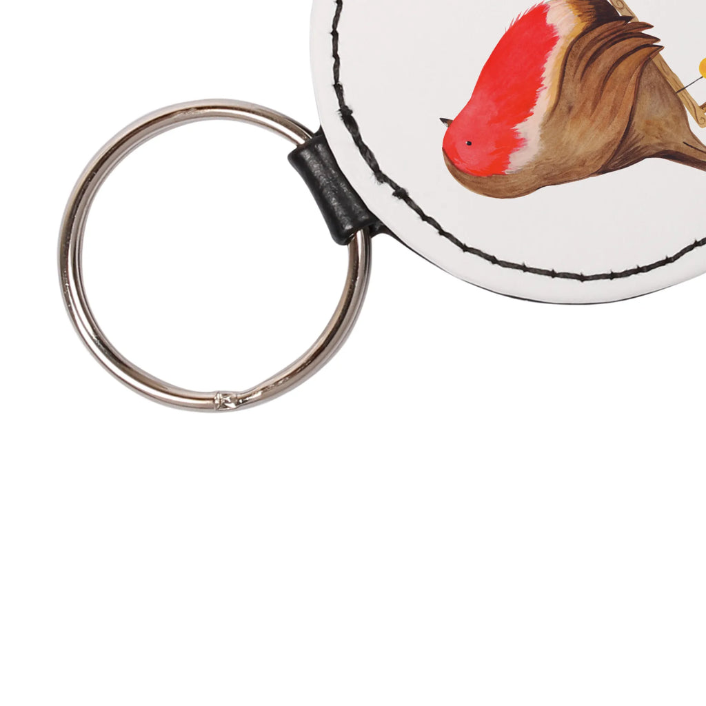 Round key ring robin Sleds lucky charm, pendant, keychain, key ring, bag pendant, Winter, Christmas, Christmas time, snow, bird, sleigh