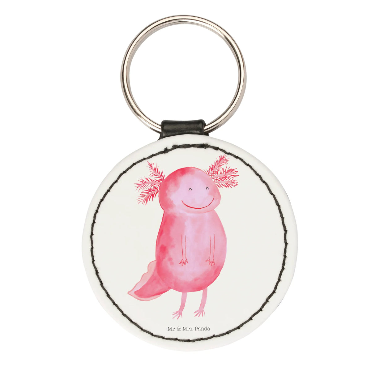 Round key ring axolotl Happy Axelotl, marine animals, Mexican walking fish, salamander, good mood, amphibian, tail