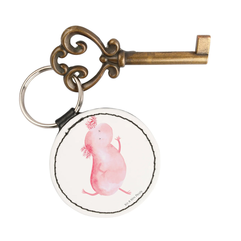 Round key ring axolotl Dance schlüsselbund anhänger, Taschenanhänger, mini schlüsselanhänger, Schlüsselanhänger, Schlüsselaccessoire, Axolotl, Molch, Schwanzlurch, Axolot, Beste Freundin, Freundin, Sterne, Dachschaden, Lurche, Verrückt, Lurch