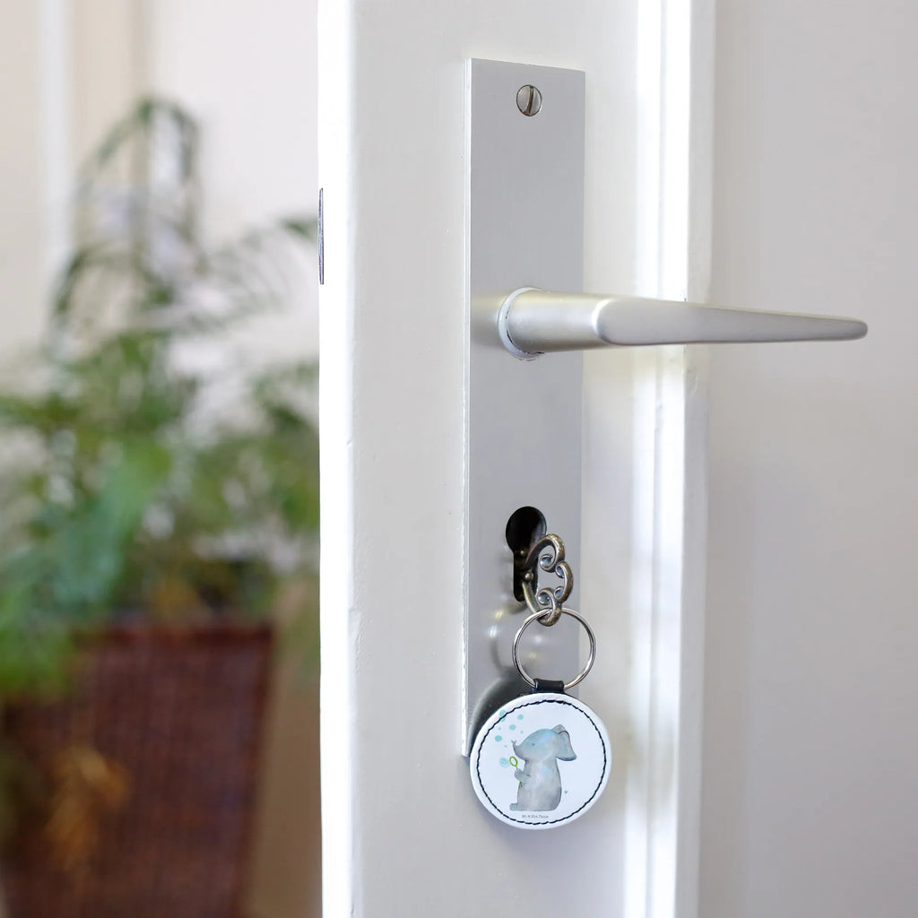 Round key ring elephant soap bubbles bag pendant, lucky charm, keychain, pendant, key ring, small animals, cute, funny, cute animal motives, hand drawn, small world, funny sayings, good mood, happy, gifts, gift ideas, special gifts, animal lover, card, pachyderm, proof of love, proboscidean, home, love saying, feeling. Home, love, Elephant, soap bubbles, elephants