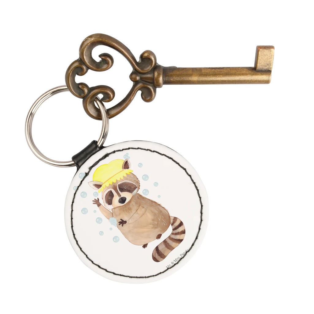 Round key ring Raccoon Schlüsselaccessoire, schlüsselbund anhänger, mini schlüsselanhänger, Schlüsselanhänger, Taschenanhänger, Lustige Sprüche, Tiere, Tiermotive, Gute Laune, Waschen, Plan, Waschbär, Seifenblasen, Fröhlich, Tagträumen