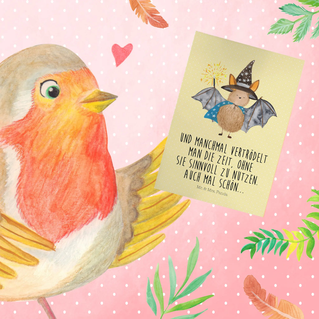 Greetings card bat wizard Ansichtskarten, Karte, Glückwunschkarte, Geburtstagskarte, Grußkarte, Einladungskarte, Hochzeitskarte, Klappkarte, Tiermotive, Gute Laune, lustige Sprüche, Tiere, reinsteigern, Zauberer, Frauen, Fledermaus, Magier, Fledermäuse