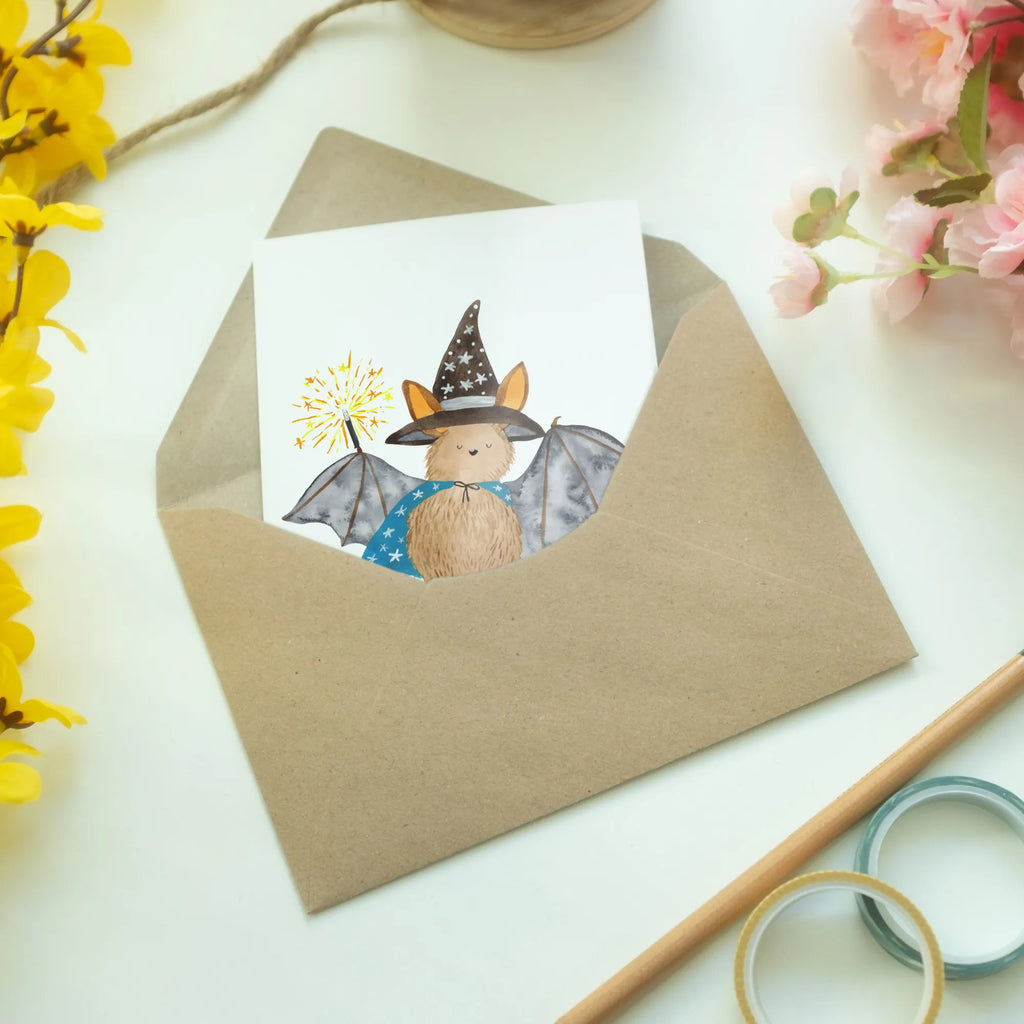 Greetings card bat wizard Ansichtskarten, Karte, Glückwunschkarte, Geburtstagskarte, Grußkarte, Einladungskarte, Hochzeitskarte, Klappkarte, Tiermotive, Gute Laune, lustige Sprüche, Tiere, reinsteigern, Zauberer, Frauen, Fledermaus, Magier, Fledermäuse