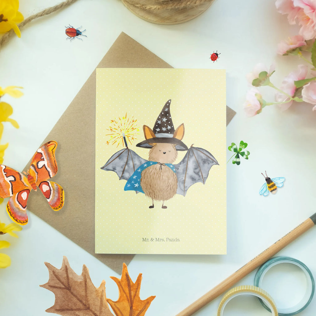 Greetings card bat wizard Ansichtskarten, Karte, Glückwunschkarte, Geburtstagskarte, Grußkarte, Einladungskarte, Hochzeitskarte, Klappkarte, Tiermotive, Gute Laune, lustige Sprüche, Tiere, reinsteigern, Zauberer, Frauen, Fledermaus, Magier, Fledermäuse