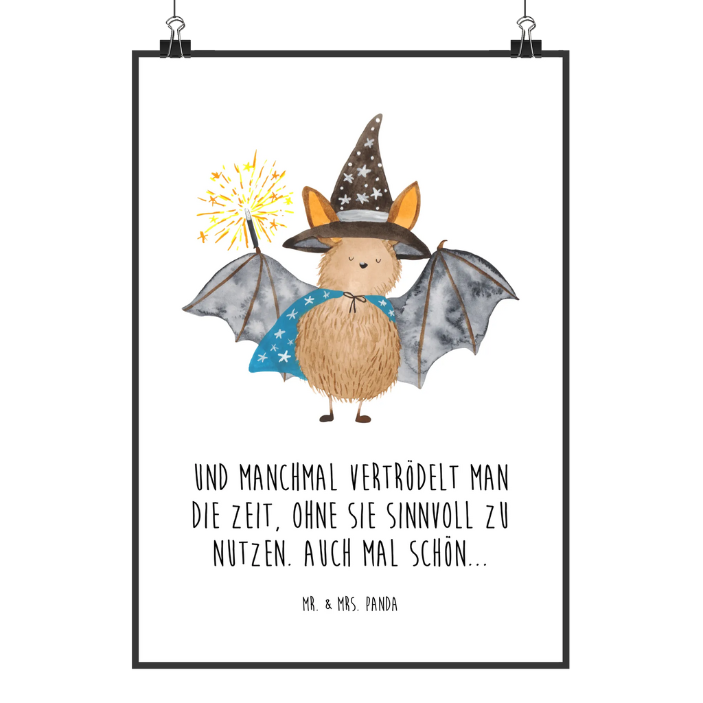 Plakat Nietoperz czarodziej Wandposter, Bild, Posterdruck, Designposter, Küchenposter, Kunstdruck, Wanddeko, Mr. & Mrs. Panda Poster, Kinderposter, Wanddeko Bild, Raumdekoration, Wanddekoration, Handgemaltes Poster, Poster, Tiermotive, Gute Laune, lustige Sprüche, Tiere, reinsteigern, Fledermäuse, Zauberer, Magier, Frauen, Fledermaus