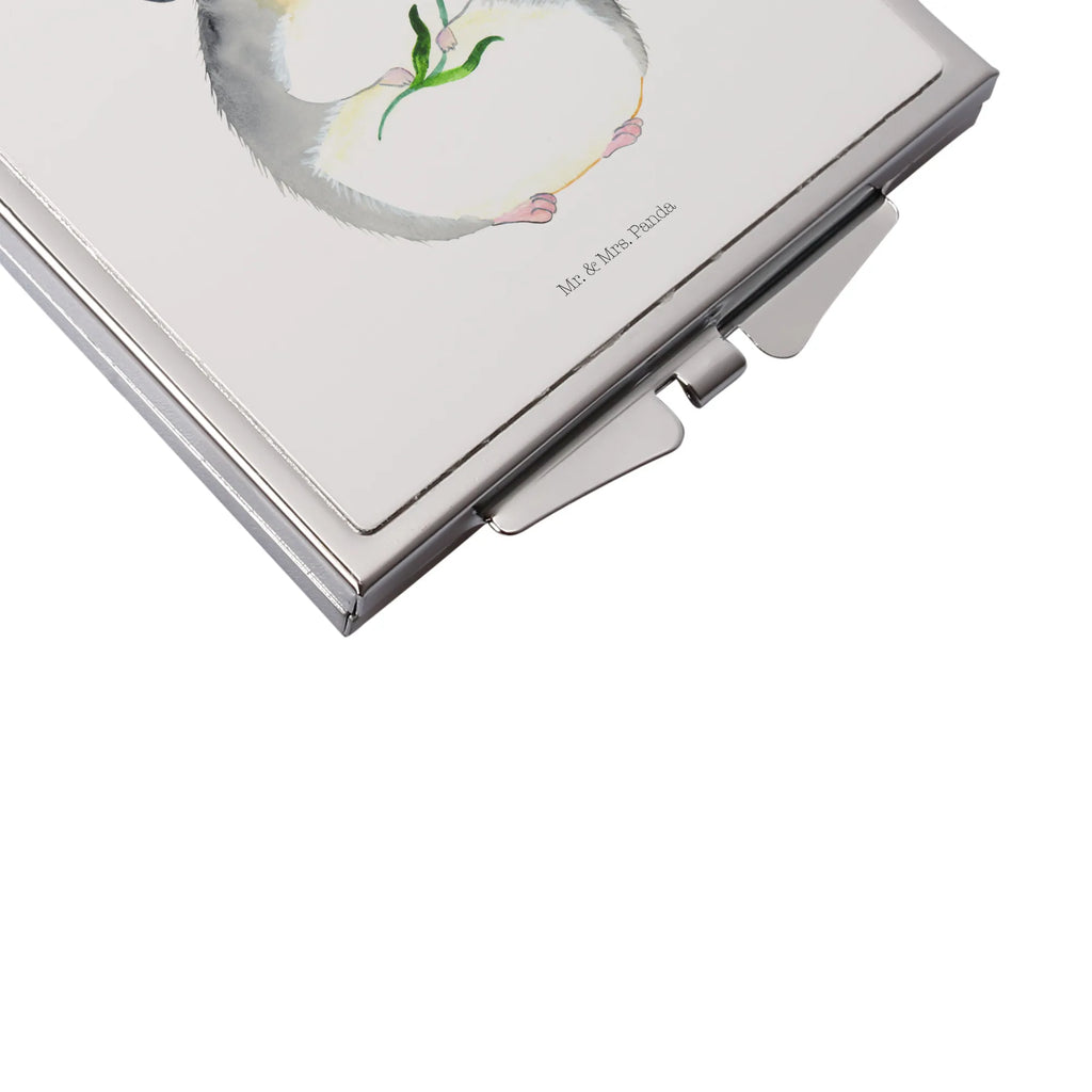 Handbag mirror chinchilla flower mirror, make up, silver, square, handbag, make-up mirror, small animals, cute, funny, cute animal motives, hand drawn, small world, funny sayings, good mood, happy, gifts, gift ideas, special gifts, animal lover, card, chaos, happiness, chinchilla, office, heartache, grief, depression, being sad, chinchillas, office life