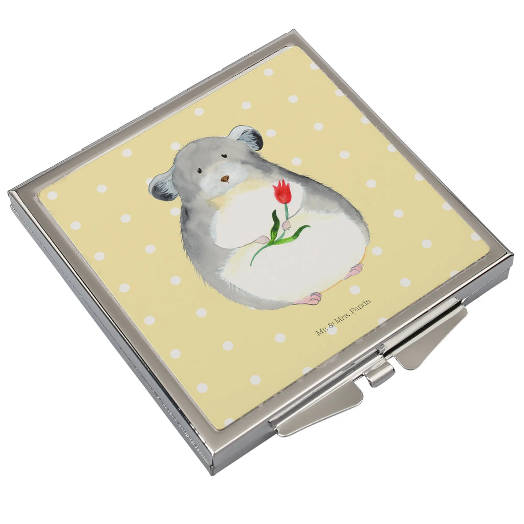 Handbag mirror chinchilla flower mirror, make up, silver, square, handbag, make-up mirror, small animals, cute, funny, cute animal motives, hand drawn, small world, funny sayings, good mood, happy, gifts, gift ideas, special gifts, animal lover, card, chaos, happiness, chinchilla, office, heartache, grief, depression, being sad, chinchillas, office life
