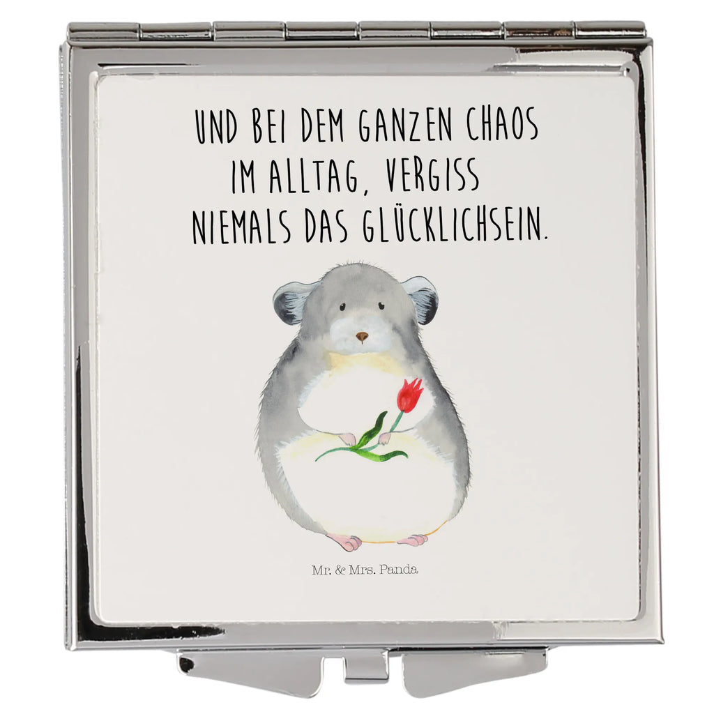 Handbag mirror chinchilla flower mirror, make up, silver, square, handbag, make-up mirror, small animals, cute, funny, cute animal motives, hand drawn, small world, funny sayings, good mood, happy, gifts, gift ideas, special gifts, animal lover, card, chaos, happiness, chinchilla, office, heartache, grief, depression, being sad, chinchillas, office life