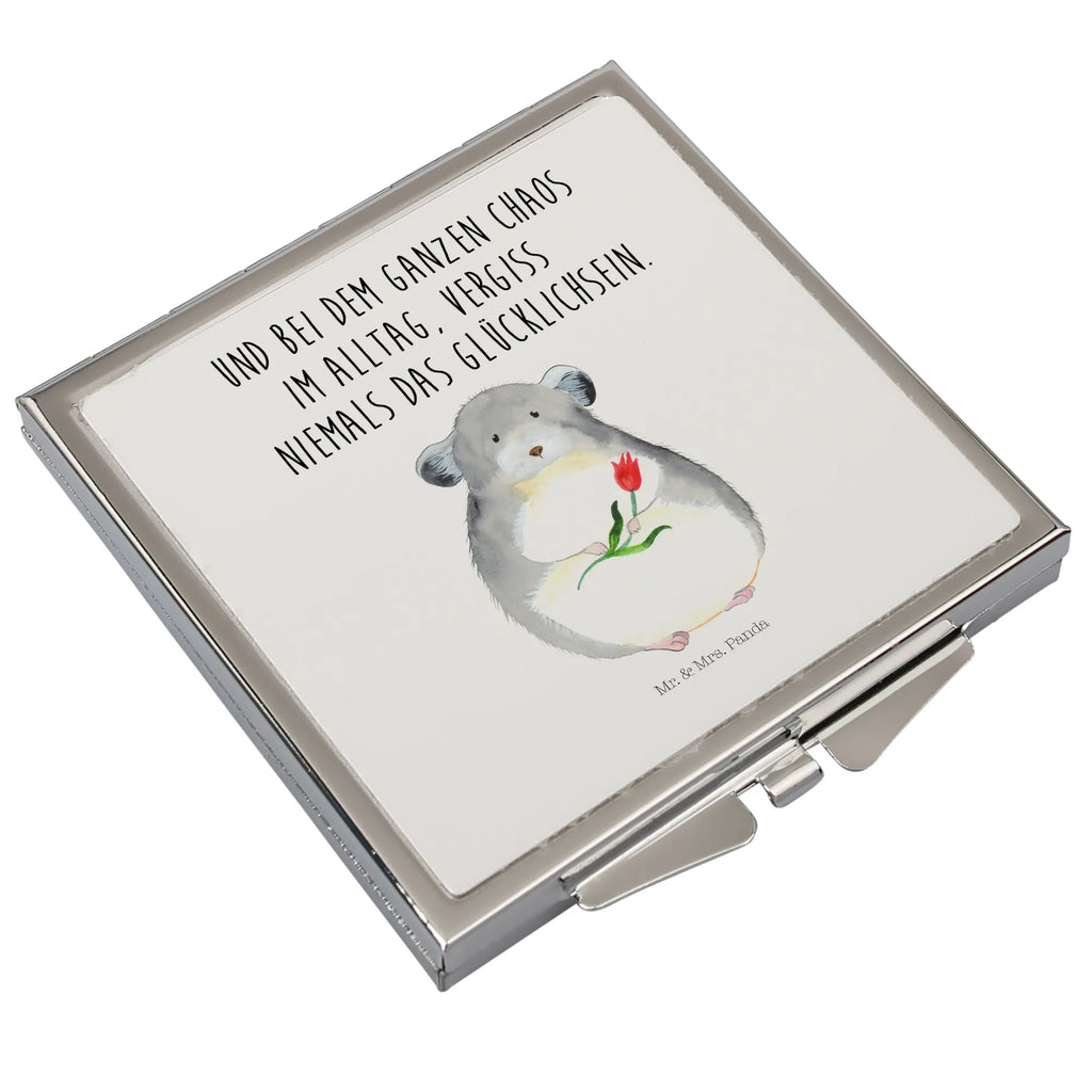 Handbag mirror chinchilla flower mirror, make up, silver, square, handbag, make-up mirror, small animals, cute, funny, cute animal motives, hand drawn, small world, funny sayings, good mood, happy, gifts, gift ideas, special gifts, animal lover, card, chaos, happiness, chinchilla, office, heartache, grief, depression, being sad, chinchillas, office life