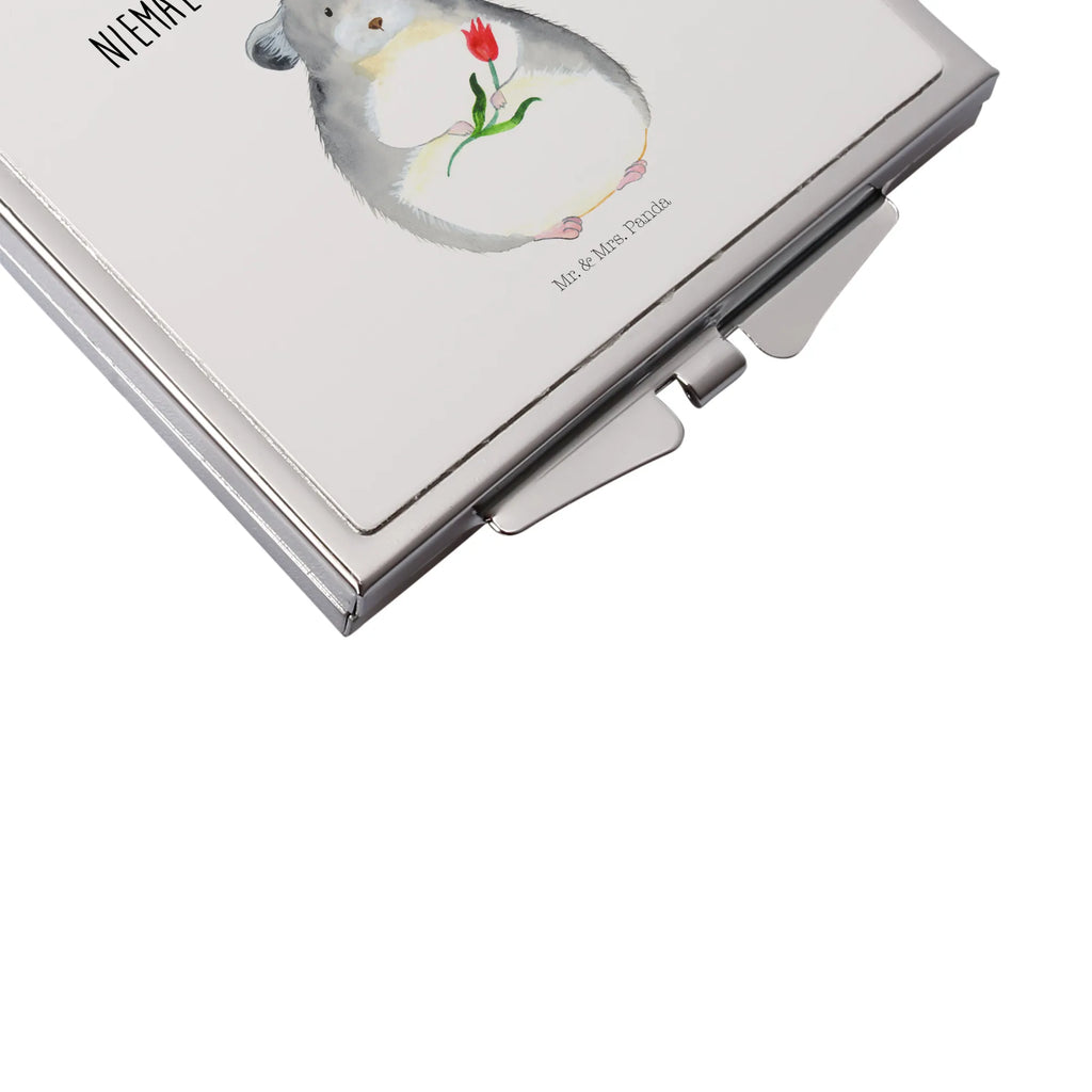 Handbag mirror chinchilla flower mirror, make up, silver, square, handbag, make-up mirror, small animals, cute, funny, cute animal motives, hand drawn, small world, funny sayings, good mood, happy, gifts, gift ideas, special gifts, animal lover, card, chaos, happiness, chinchilla, office, heartache, grief, depression, being sad, chinchillas, office life