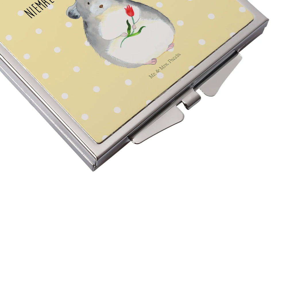 Handbag mirror chinchilla flower mirror, make up, silver, square, handbag, make-up mirror, small animals, cute, funny, cute animal motives, hand drawn, small world, funny sayings, good mood, happy, gifts, gift ideas, special gifts, animal lover, card, chaos, happiness, chinchilla, office, heartache, grief, depression, being sad, chinchillas, office life