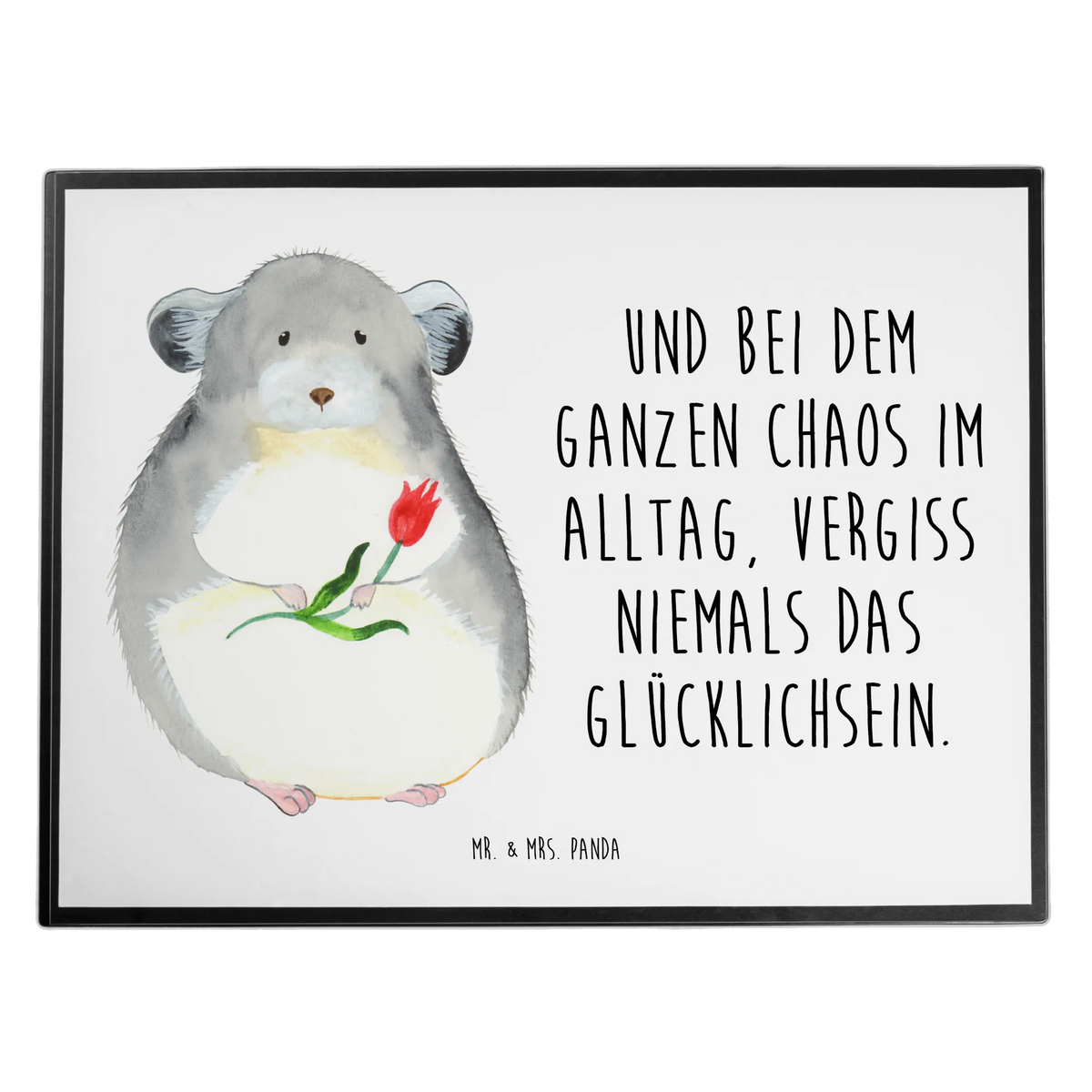 Desk pad chinchilla flower card, gift ideas, gifts, small animals, cute, cute animal motives, hand drawn, funny sayings, good mood, special gifts, animal lover, being sad, office life, heartache, grief