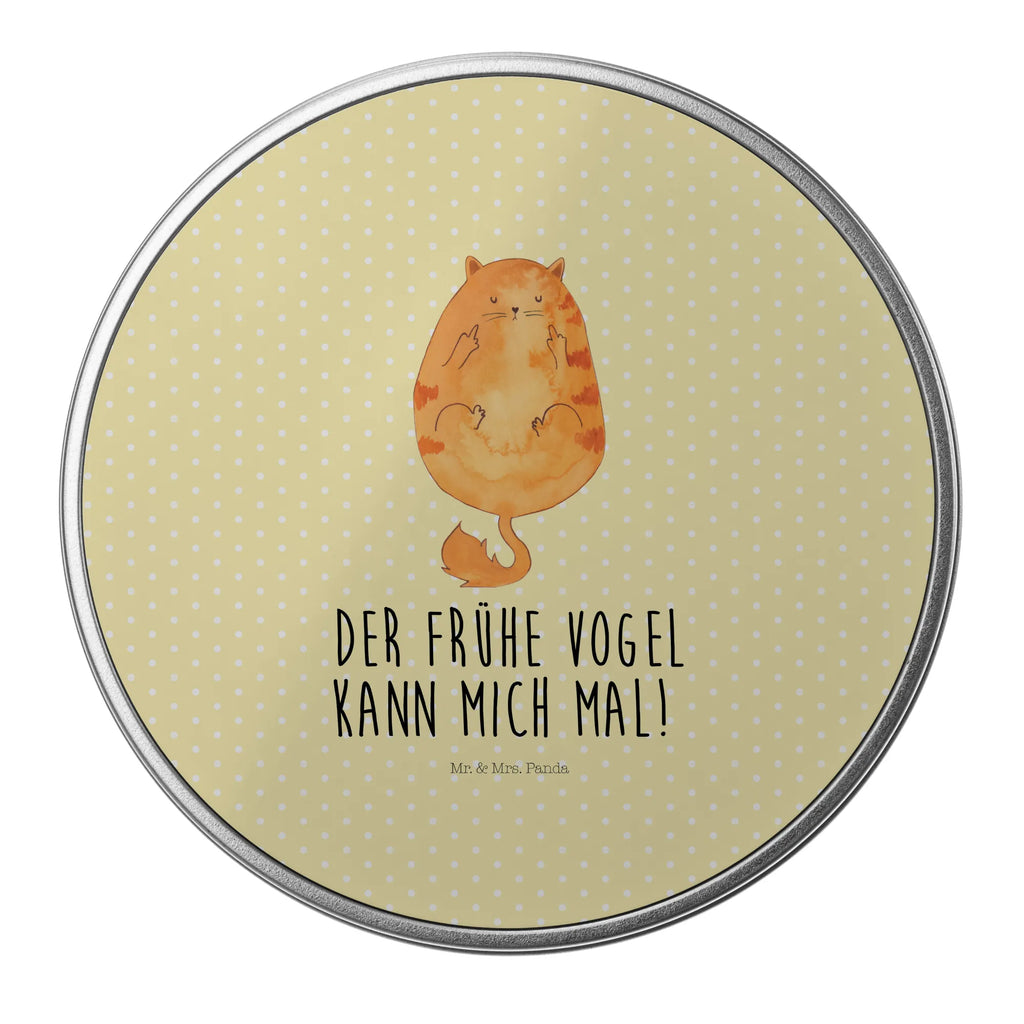 Round tin Cat Early riser storage tin, cookie tin, tin, storage, tin can, gift box, cat, tomcat, kitty, meow, kitten, housecat, mama cat, love cats, cat image, cat fan, cat lover, cat fancier, cat decoration, gift for cat lover, cat owner, funny cats, cat sayings, cat motto, funny cat gifts, fan merchandise, cat stuff, animal lover, morning grumbler, early riser, cats, coffee, The early bird can kiss my ass, pussy