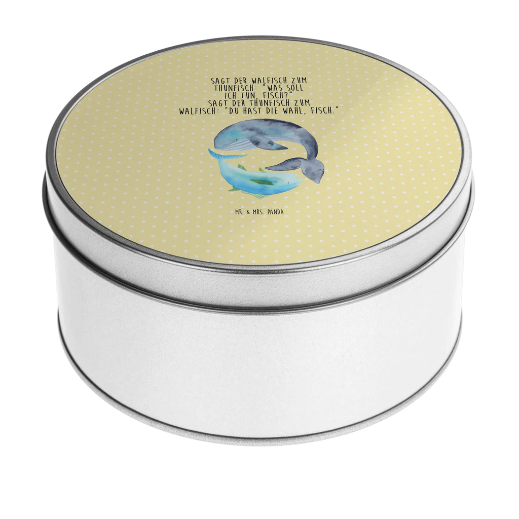 Round tin whale tuna gift box, tin, cookie tin, storage, storage tin, tin can, small animals, cute, funny, cute animal motives, hand drawn, small world, funny sayings, good mood, happy, gifts, gift ideas, special gifts, animal lover, card, tuna, flat joke gift, joke, choice, saying funny, word joke funny, flat joke, saying of the day, whale