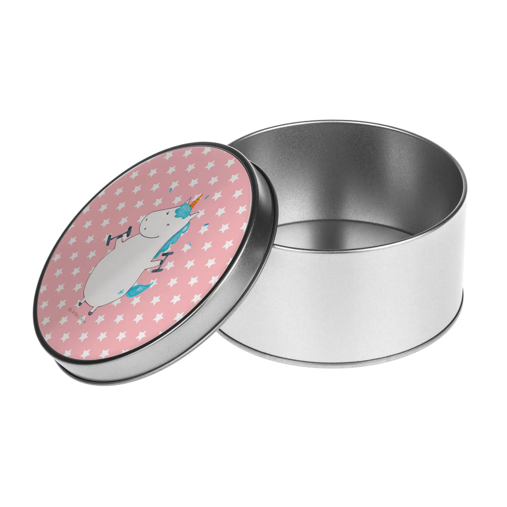 Round tin unicorn fitness storage, tin, gift box, tin can, cookie tin, storage tin, unicorn, unicorns, Dieting, English, Fitness, Unicorn, Diet, Gym, Sixpack, Fitnessstudio, model, Unicorns, Sports