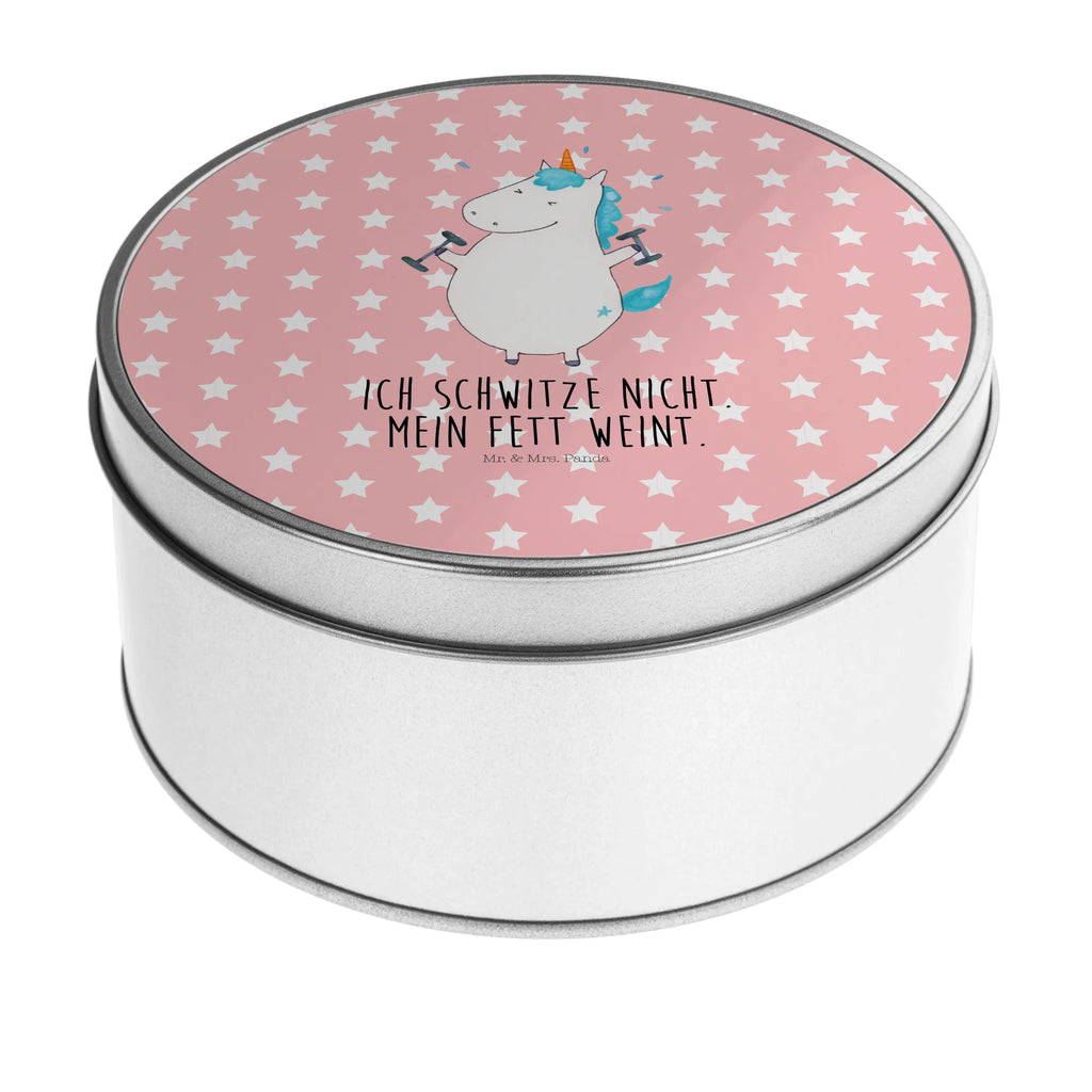 Round tin unicorn fitness storage, tin, gift box, tin can, cookie tin, storage tin, unicorn, unicorns, Dieting, English, Fitness, Unicorn, Diet, Gym, Sixpack, Fitnessstudio, model, Unicorns, Sports