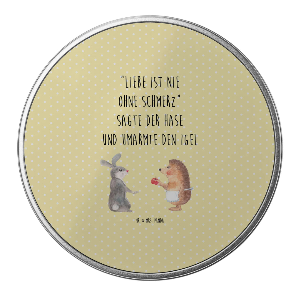Round tin Hare Hedgehog tin can, storage, gift box, tin, storage tin, cookie tin, small animals, cute, funny, cute animal motives, hand drawn, small world, funny sayings, good mood, happy, gifts, gift ideas, special gifts, animal lover, card, love saying, romantic saying, Hedgehog and hare, consolation, heartache, hare, lovesickness gift, pain of separation, Hedgehog