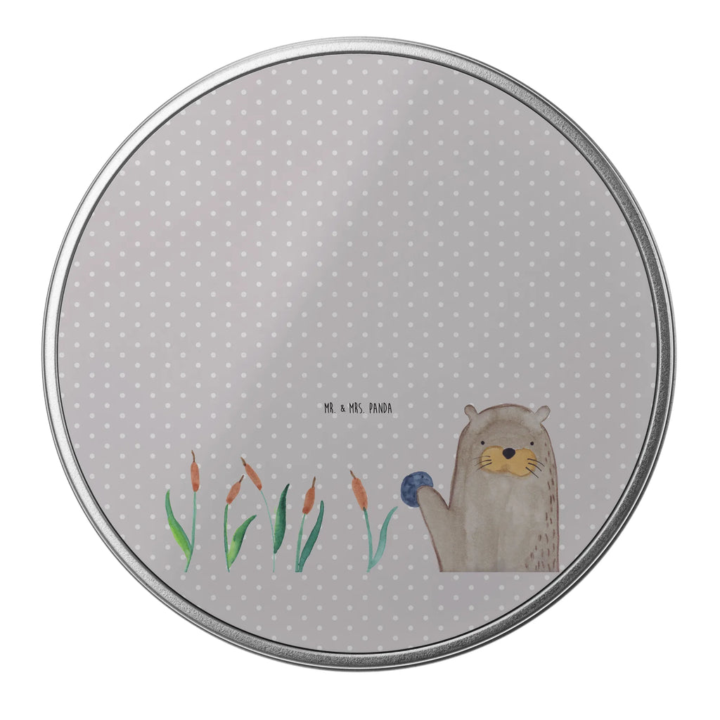 Round tin otter Stone storage, tin can, gift box, cookie tin, tin, storage tin, otter, marten, sea otter, European otter, water mammal, aquatic animal, baby otter, predator, water, otter gifts, animal lover, gift ideas for animal lovers, animal, mammal, water animal, gifts for people in love, Otter Sea Otter Lake Otter