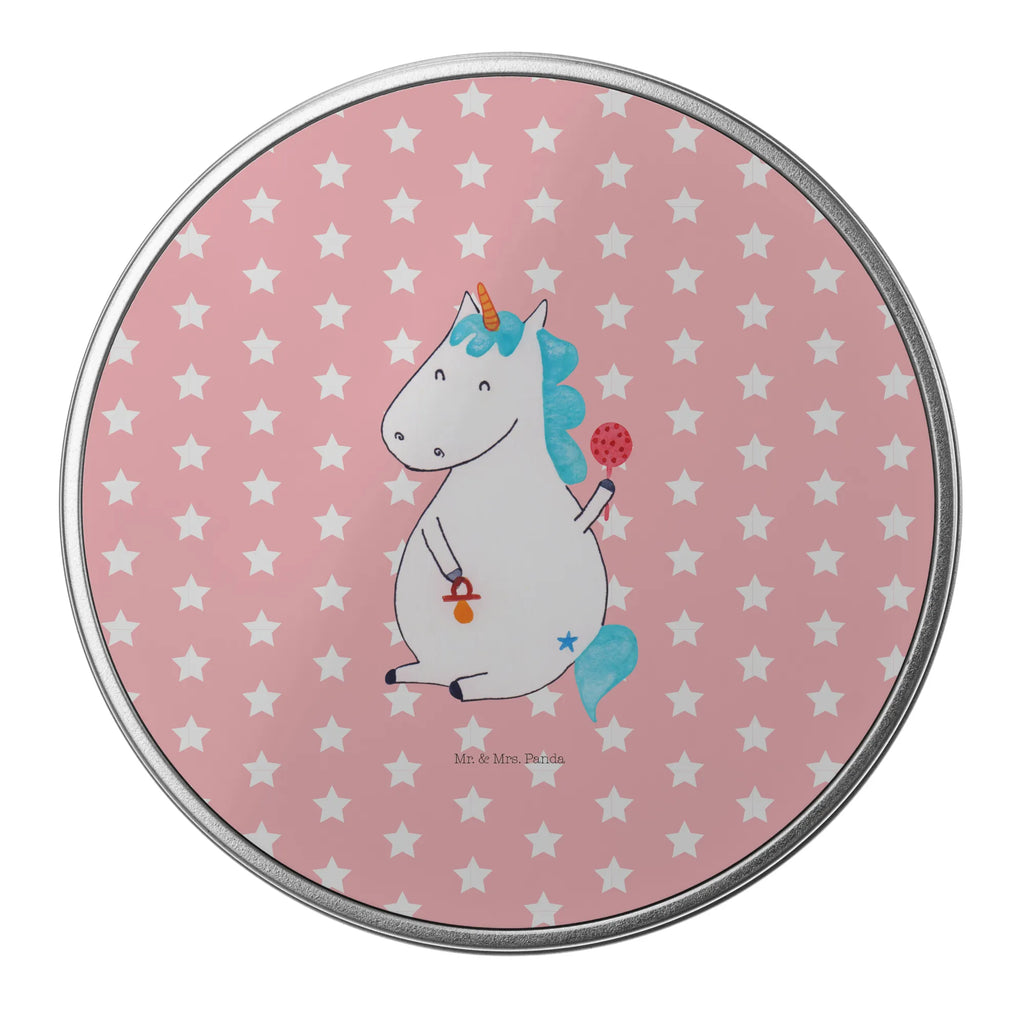 Round tin unicorn infant tin, cookie tin, tin can, gift box, storage tin, storage, unicorn, unicorns, first child, baby, birth, birth gift, kids, birthday, baby happiness, mother, parents, birth present, offspring