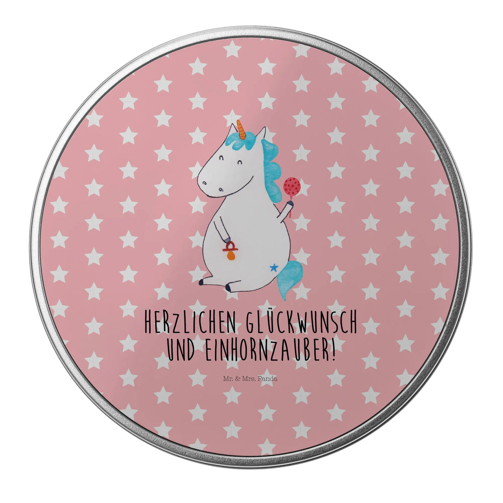 Round tin unicorn infant tin, cookie tin, tin can, gift box, storage tin, storage, unicorn, unicorns, first child, baby, birth, birth gift, kids, birthday, baby happiness, mother, parents, birth present, offspring