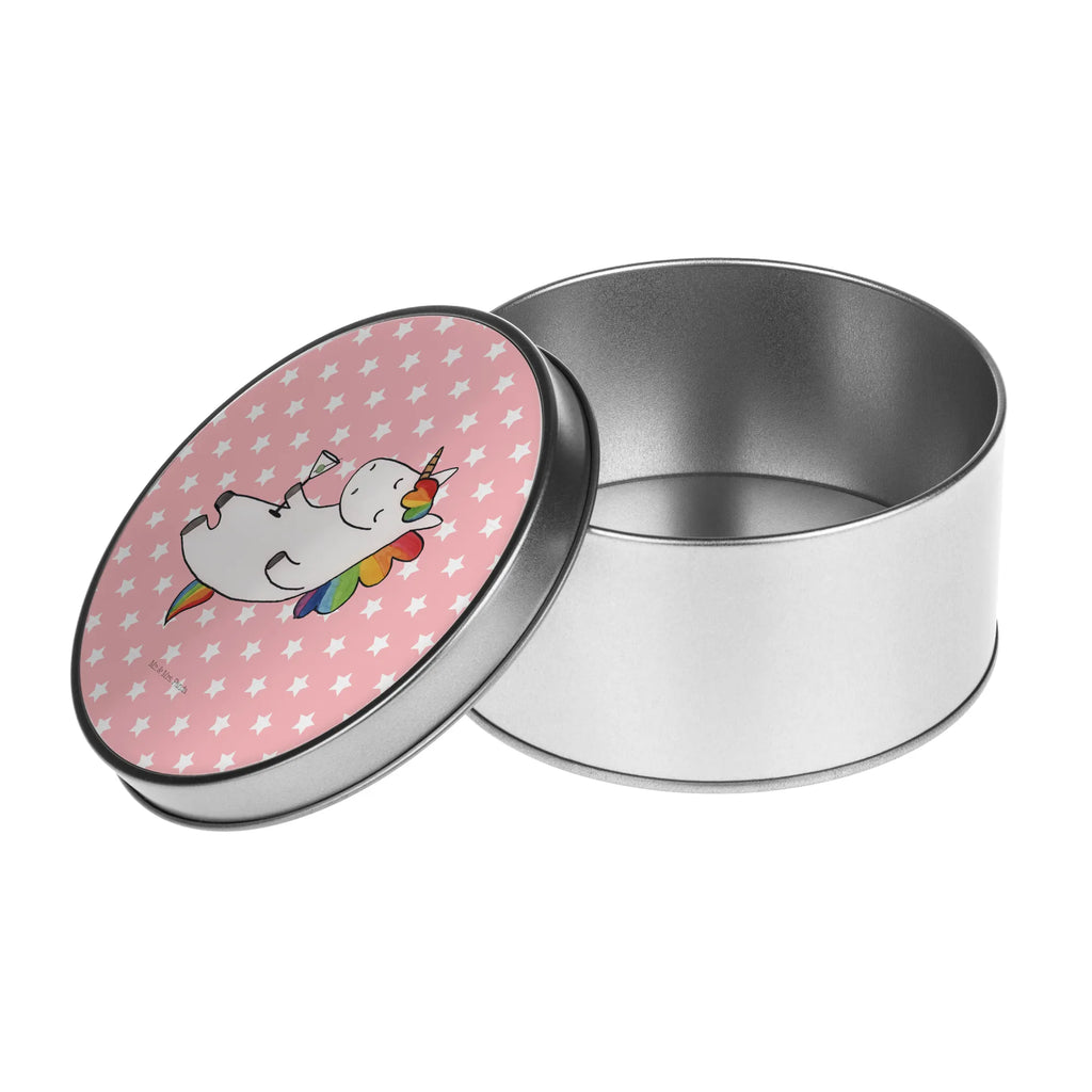 Round tin unicorn cocktail storage tin, tin, tin can, storage, cookie tin, gift box, unicorn, unicorns, party, girlfriend present, caipirinha, fun, rum, champagne, girlfriend gift, celebrating, birthday