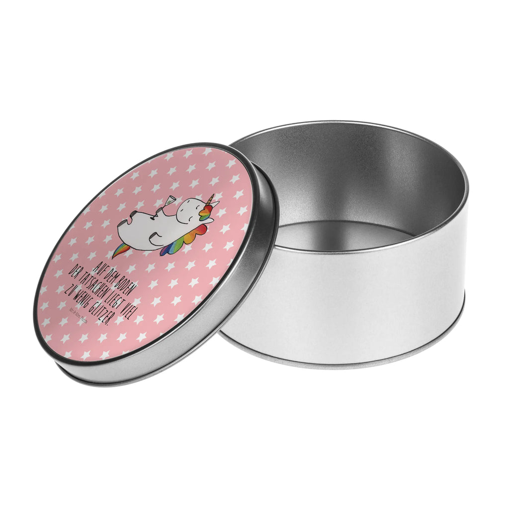 Round tin unicorn cocktail storage tin, tin, tin can, storage, cookie tin, gift box, unicorn, unicorns, party, girlfriend present, caipirinha, fun, rum, champagne, girlfriend gift, celebrating, birthday