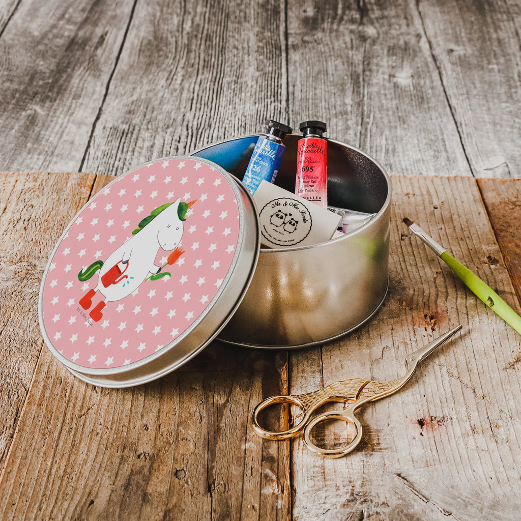 Round tin unicorn gardener storage tin, gift box, tin can, storage, cookie tin, tin, unicorn, unicorns, gardener gift, Watering-Can, Unicorn, Girlfriend gift, Flower, garden, gardener present