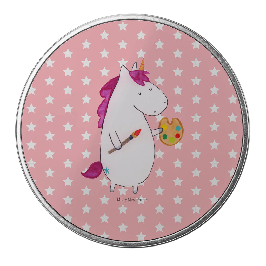 Round tin unicorn Artist cookie tin, storage tin, storage, tin can, gift box, tin, unicorn, unicorns, Pen, World, Gift, Brush, Painter gift, Artist present, Drawing, Artist gift, Unicorn, English, Painting, Artist
