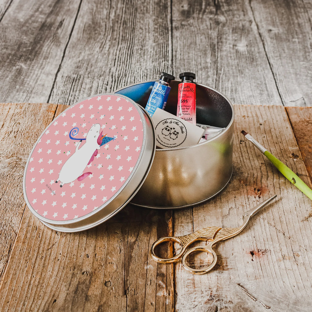 Round tin unicorn party storage tin, gift box, tin can, storage, cookie tin, tin, unicorn, unicorns, Disco, Confetti, Club, Unicorns, Celebration, Alcohol, Birthday, birthday, Birthday present, Feast, Glitter, Party