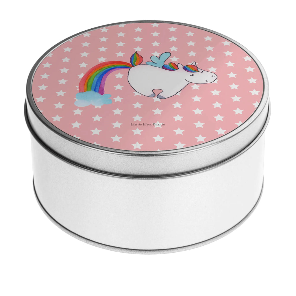 Round tin unicorn Pegasus tin can, tin, gift box, storage, cookie tin, storage tin, unicorn, unicorns, Unicorn, pegasus, playing, saying fun, reality, unicorn love, glitter, rainbow, growing up