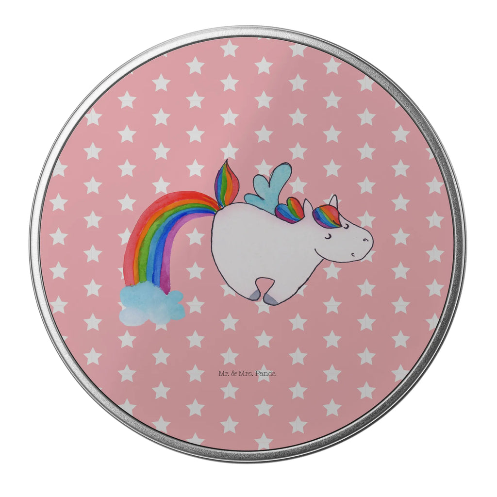Round tin unicorn Pegasus tin can, tin, gift box, storage, cookie tin, storage tin, unicorn, unicorns, Unicorn, pegasus, playing, saying fun, reality, unicorn love, glitter, rainbow, growing up