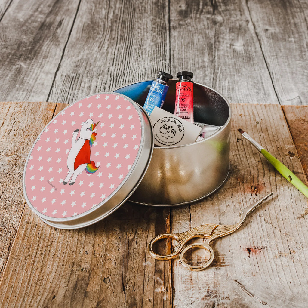Round tin unicorn Excellent tin can, gift box, storage, storage tin, tin, cookie tin, unicorn, unicorns, Unicorn, Girlfriend present, Hero, Girlfriend gift, Superhero, Unicorns