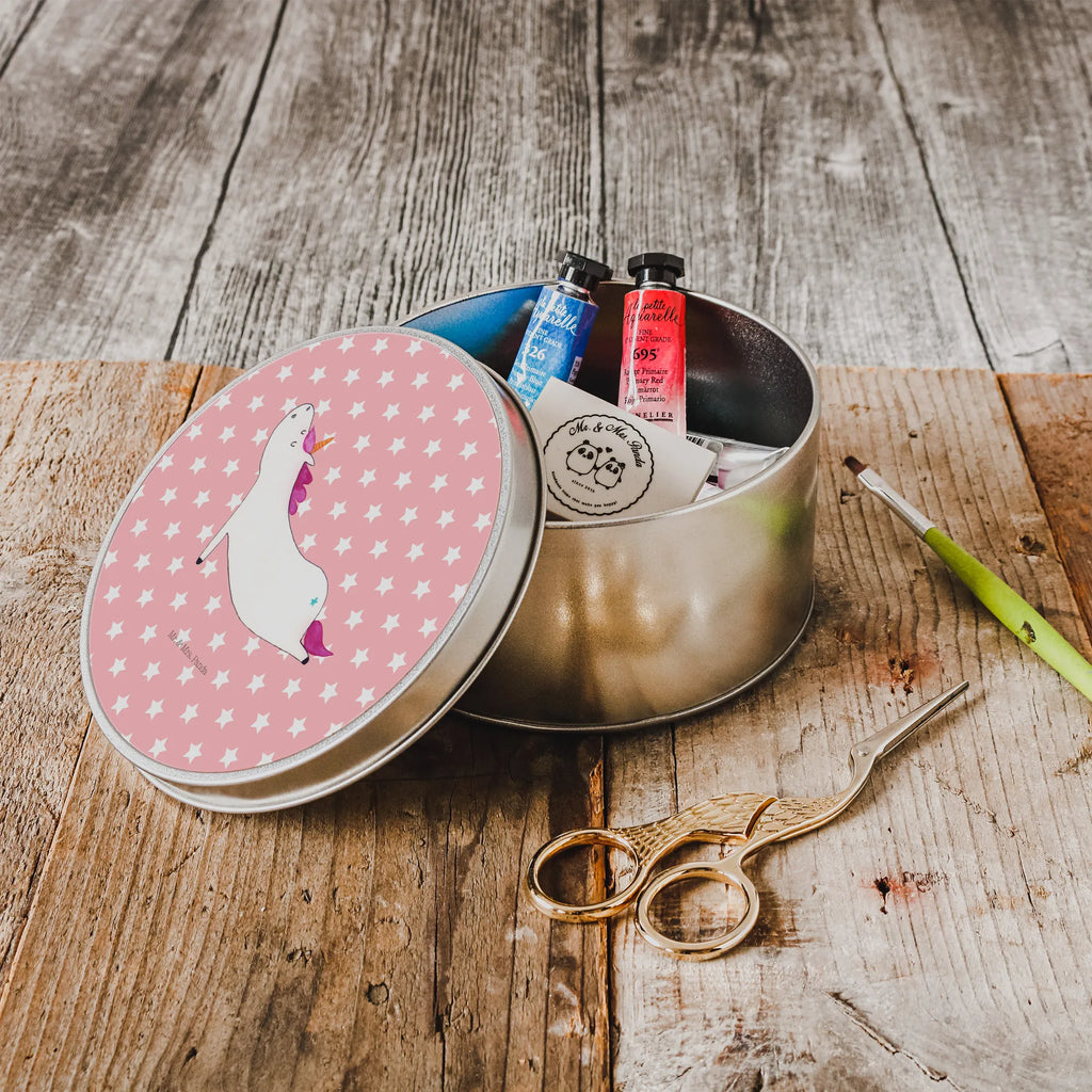 Round tin unicorn yoga cookie tin, tin can, gift box, storage tin, storage, tin, unicorn, unicorns, mindfulness, Unicorn, gift, Namaste, funny, yoga, present, sports, sweet, relaxation