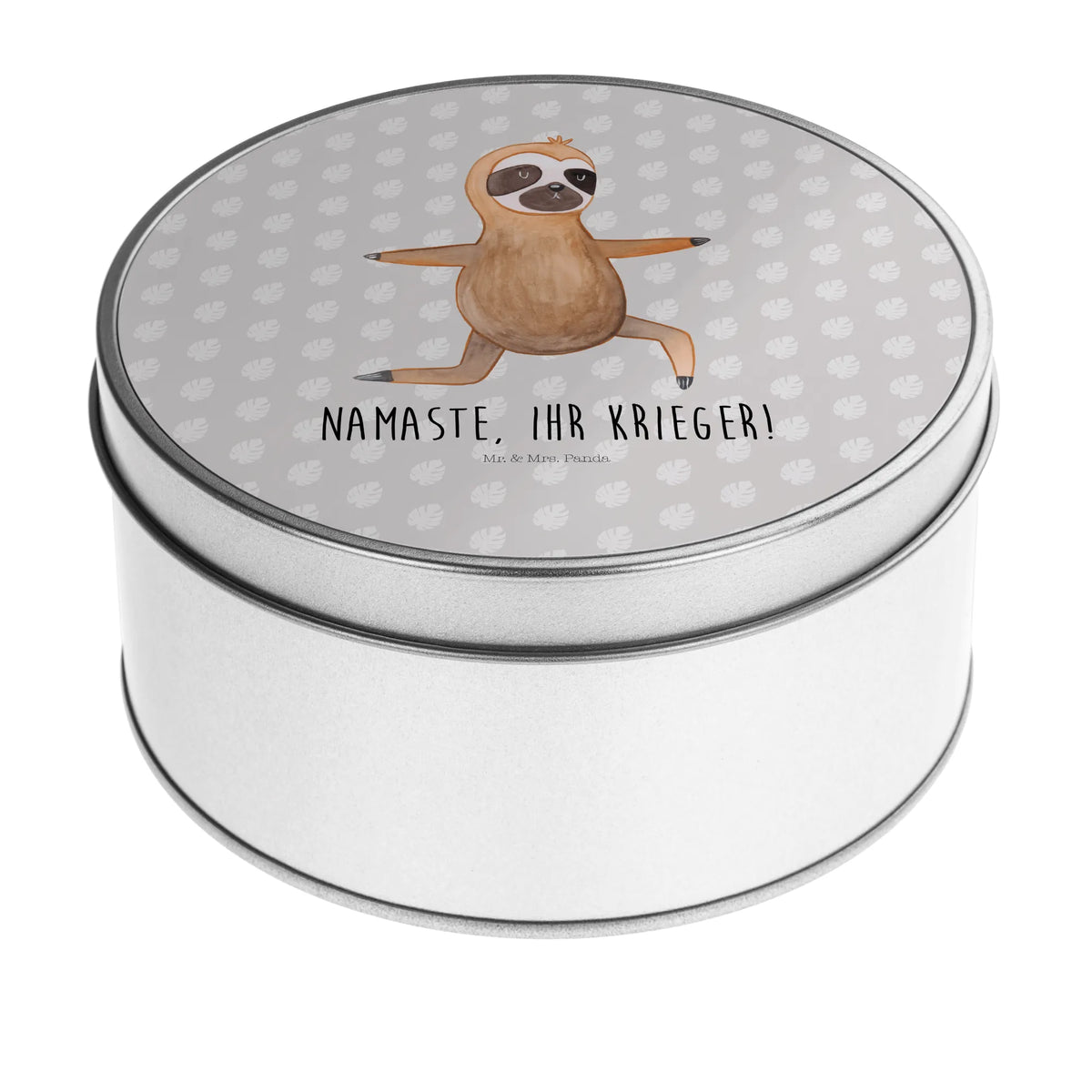Round tin sloth yoga trend animal, warrior, lazy, yoga exercises, favorite animal