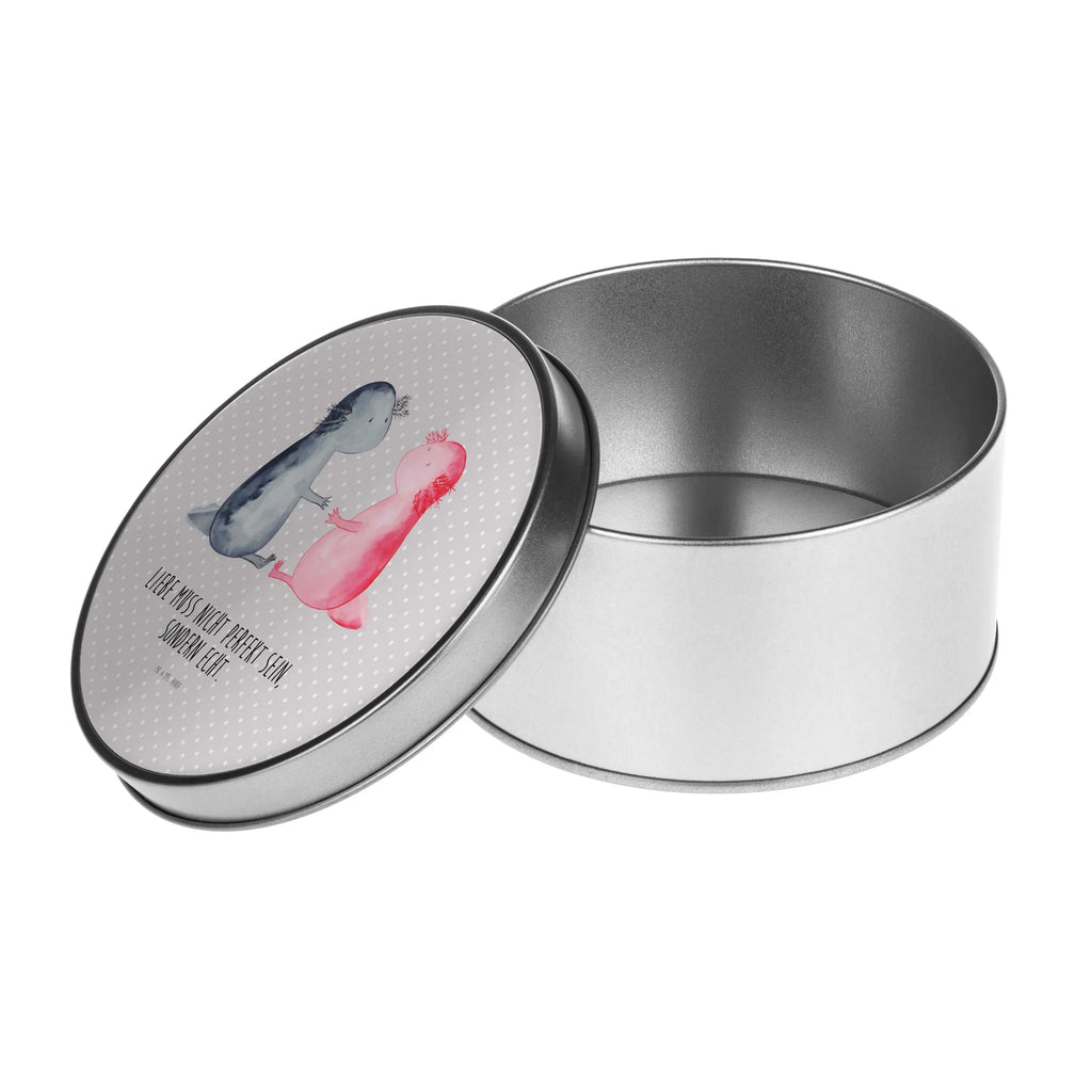 Round tin axolotl Love tin can, tin, cookie tin, storage tin, gift box, storage, Axolotl, Axelotl, marine animals, Mexican walking fish, salamander, axolotl, love, great love, husband, amphibian, axolot, tail, anniversary, valentine's day, friend, fiancé, proof of love