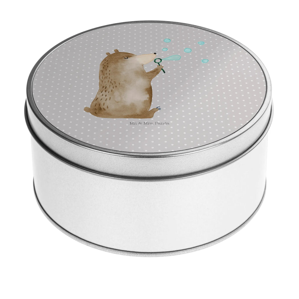 okrągła puszka z blachy niedźwiedź bańki mydlane Niedźwiedź, Miś, Pluszowy miś