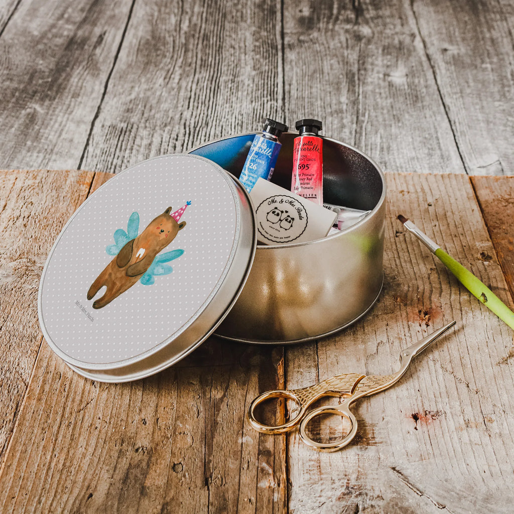 Round tin bear tooth fairy gift box, storage, tin, cookie tin, tin can, storage tin, bear, teddy, teddy bear, cuddly toy, fairy, milk tooth, Tooth fairy, first tooth