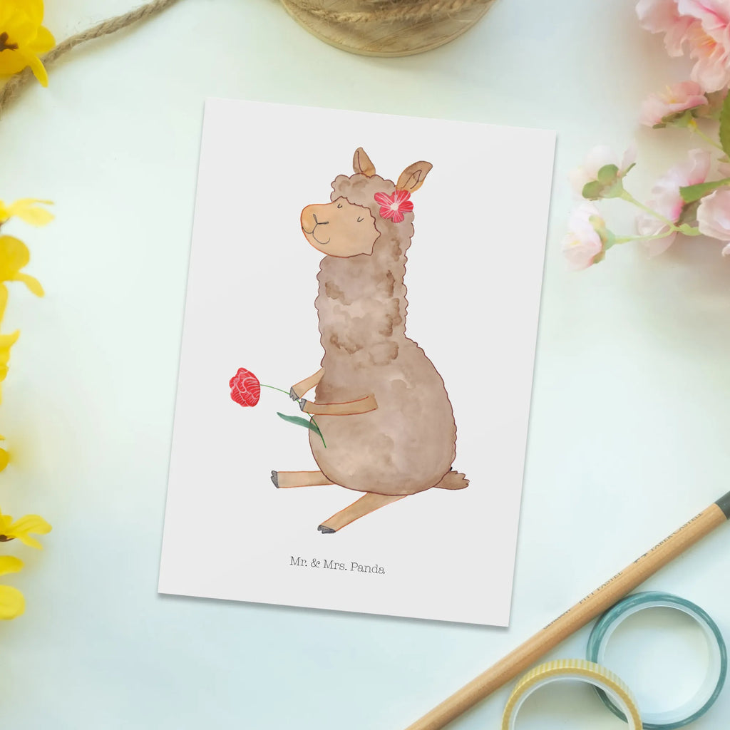 Pocztówka alpaka kwiat Alpaka, Lama