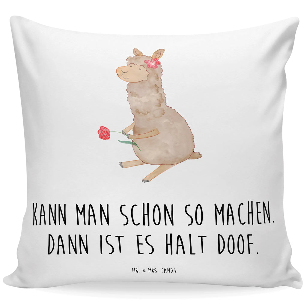 Cushion alpaca flower pillow case, 40 x 40, 40x40, pad, sofa, cushion, couch, settee, Pillow, fluffy, pillows, bedroom, bed, soft, alpaca, llama, pako, camel, Peru, animal, favourite animal, Alpaca, llamas, flower