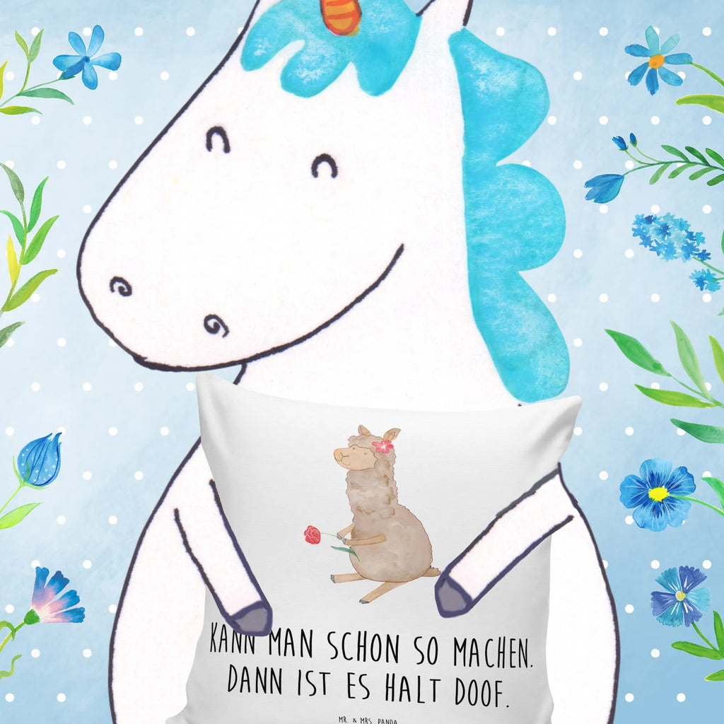 Cushion alpaca flower pillow case, 40 x 40, 40x40, pad, sofa, cushion, couch, settee, Pillow, fluffy, pillows, bedroom, bed, soft, alpaca, llama, pako, camel, Peru, animal, favourite animal, Alpaca, llamas, flower