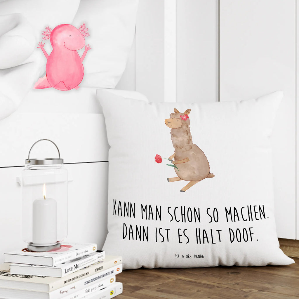 Cushion alpaca flower pillow case, 40 x 40, 40x40, pad, sofa, cushion, couch, settee, Pillow, fluffy, pillows, bedroom, bed, soft, alpaca, llama, pako, camel, Peru, animal, favourite animal, Alpaca, llamas, flower