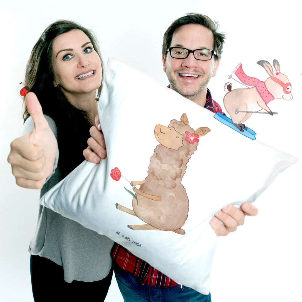 Cushion alpaca flower pillow case, 40 x 40, 40x40, pad, sofa, cushion, couch, settee, Pillow, fluffy, pillows, bedroom, bed, soft, alpaca, llama, pako, camel, Peru, animal, favourite animal, Alpaca, llamas, flower