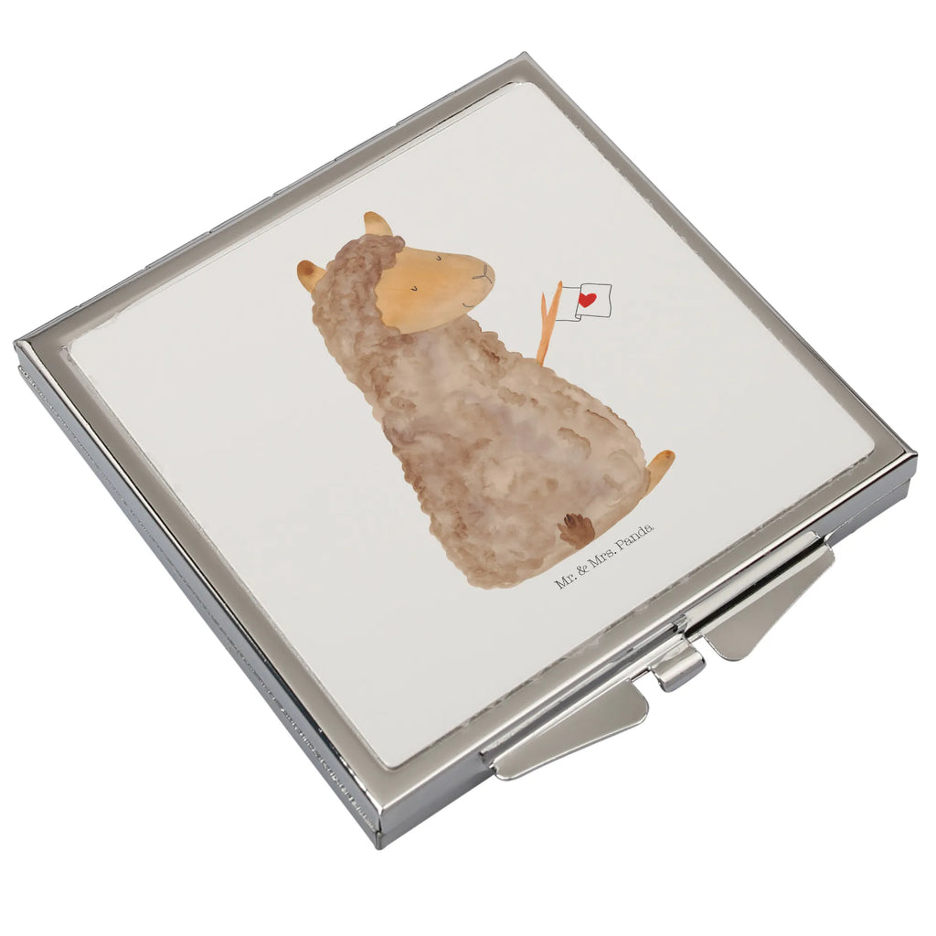 Handbag mirror alpaca banner make-up mirror, mirror, handbag, square, silver, make up, alpaca, llama, pako, camel, Peru, animal, favourite animal, Alpaca, alpacas, love, llamas