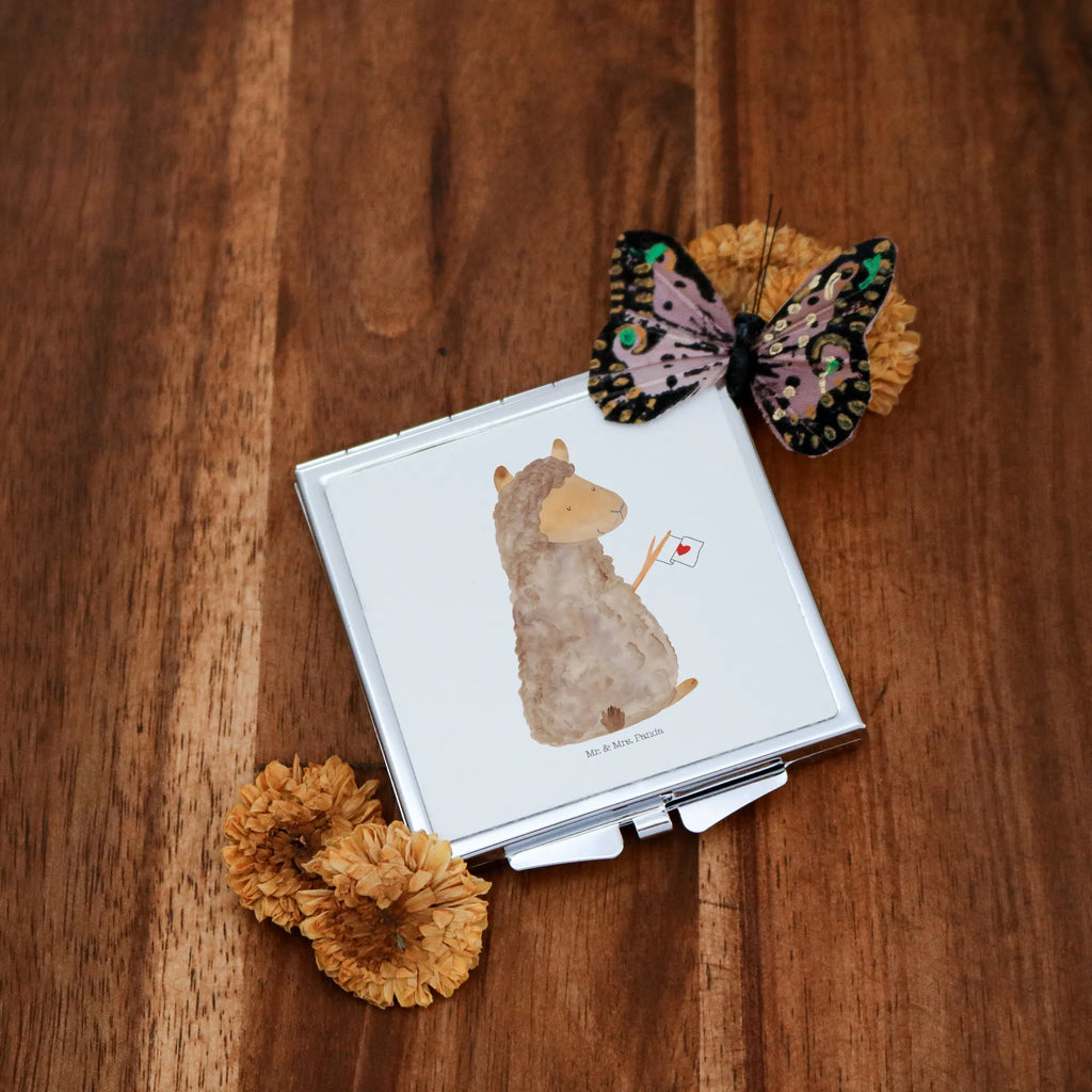 Handbag mirror alpaca banner make-up mirror, mirror, handbag, square, silver, make up, alpaca, llama, pako, camel, Peru, animal, favourite animal, Alpaca, alpacas, love, llamas