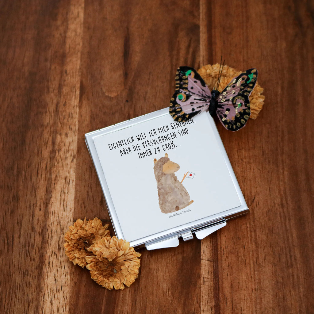 Handbag mirror alpaca banner make-up mirror, mirror, handbag, square, silver, make up, alpaca, llama, pako, camel, Peru, animal, favourite animal, Alpaca, alpacas, love, llamas