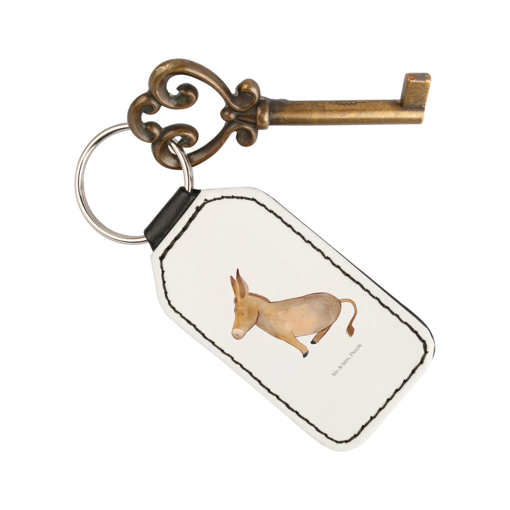 Rectangular key ring Donkey lucky charm, key ring, keychain, bag pendant, pendant, small animals, cute, funny, cute animal motives, hand drawn, small world, funny sayings, good mood, happy, gifts, gift ideas, special gifts, animal lover, card, courage, aim in life, happiness in life, Donkey, courage to face life, goal, wisdom